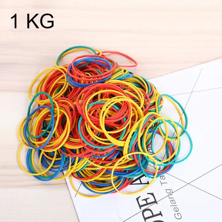 Elásticos Resistentes e Esticáveis de Cores Sortidas para Escola e Escritório, 1KG por Saco, Cores Sortidas