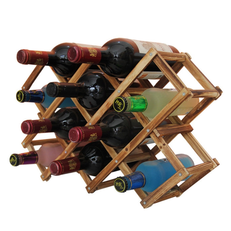 Suporte Dobrável para 10 Garrafas, Expositor de Vinho em Madeira para Cozinha ou Bar, 10 Garrafas