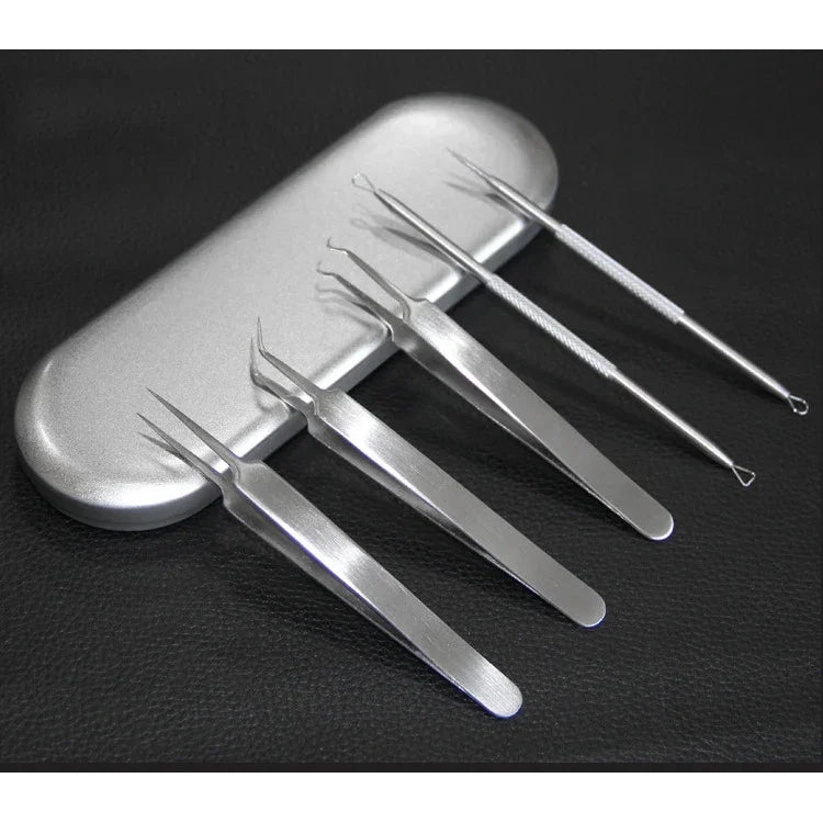 Conjunto de 5 PCS Melhor Ferramenta Extratora de Cravos Agulha para Acne Pinças para Borbulhas