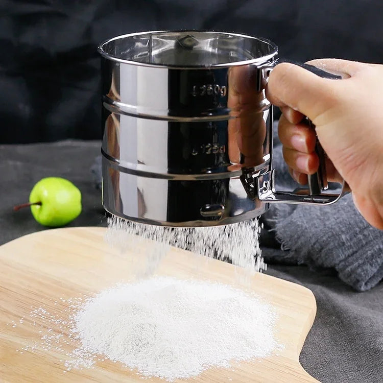 Peneira Manual de Malha para Farinha, Açúcar em Pó em Aço Inoxidável, Ferramenta de Cozinha para Peneirar, Aço Inoxidável