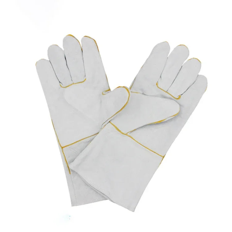 72# Luvas de Isolamento em Couro de Duas Camadas Resistentes ao Desgaste para Soldadura de Alta Temperatura, Luvas de Soldador, Proteção de Trabalho em Couro, Tamanho: 34*16cm, 72#