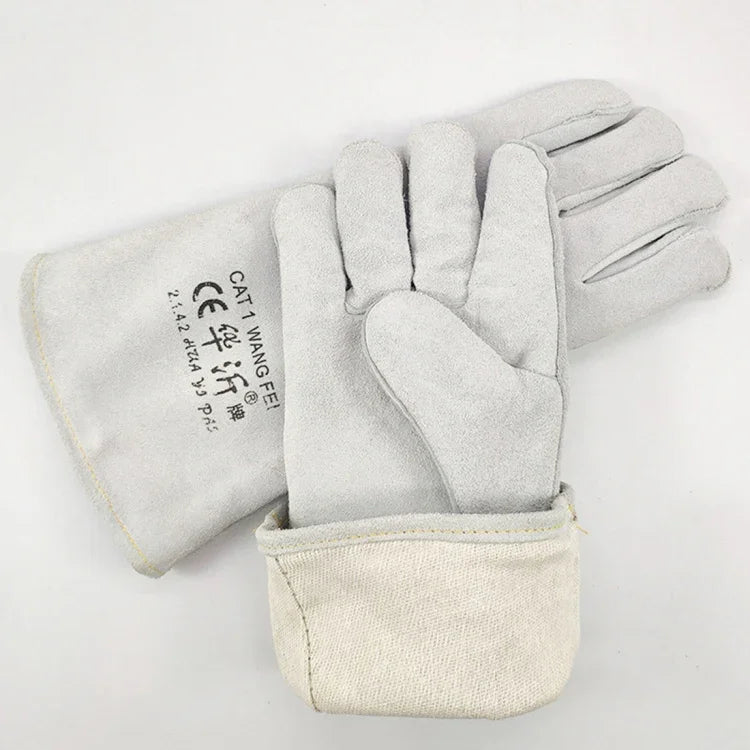 246# Luvas de Isolamento em Couro de Duas Camadas Resistentes ao Desgaste para Soldadura de Alta Temperatura, Luvas de Soldador, Proteção de Trabalho em Couro, Tamanho: 34*16cm, 246#