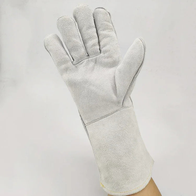 246# Luvas de Isolamento em Couro de Duas Camadas Resistentes ao Desgaste para Soldadura de Alta Temperatura, Luvas de Soldador, Proteção de Trabalho em Couro, Tamanho: 34*16cm, 246#