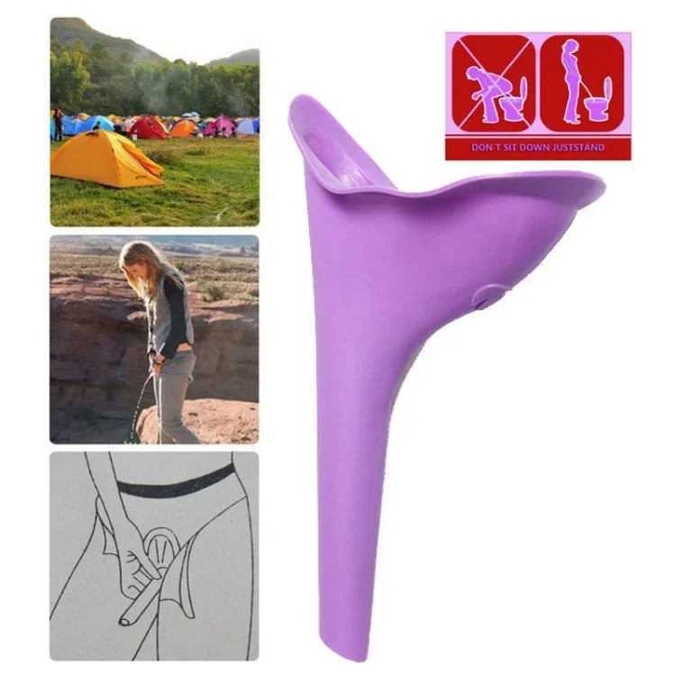Urinol Portátil Feminino em Silicone para Mulheres, Dispositivo Funil para Urinar, Camping e Viagem, Entrega de Cor Aleatória, Ferramentas de Emergência para Sanitário