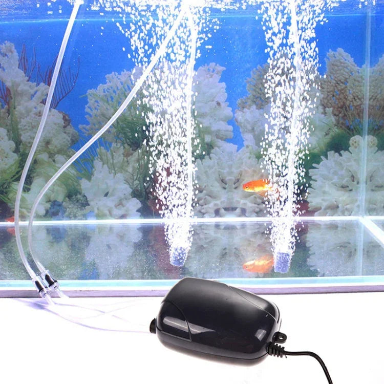 Bomba de Ar Silenciosa para Aquário RS-290 220V 3W com Saída Única e Fluxo Ajustável, Bomba de Oxigénio para Tanque de Peixes, 3W