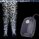 Bomba de Ar Silenciosa para Aquário RS-390 220V 5W com Dupla Saída e Fluxo Ajustável, Bomba de Oxigénio para Tanque de Peixes, 5W