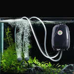 Bomba de Ar Silenciosa para Aquário RS-390 220V 5W com Dupla Saída e Fluxo Ajustável, Bomba de Oxigénio para Tanque de Peixes, 5W