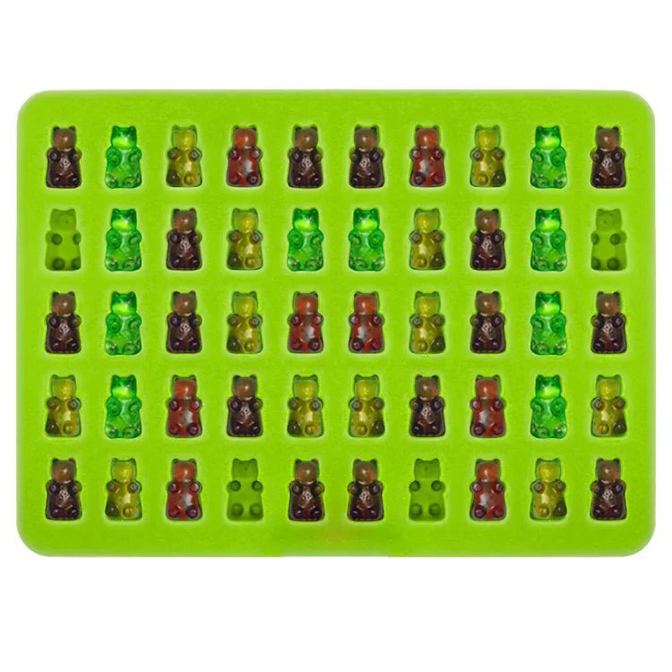 2 Peças Molde de Silicone para Chocolate Pequeno Urso com 50 Cavidades, Molde para Bolachas, Molde para Doces, Entrega de Cor Aleatória, Tamanho: 19*13,7*1cm, 50 Grades