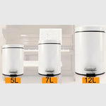 Contentor de Lixo Pedal Redondo de Aço Inoxidável para Casa, Hotel e Escritório, Tamanho: 7L