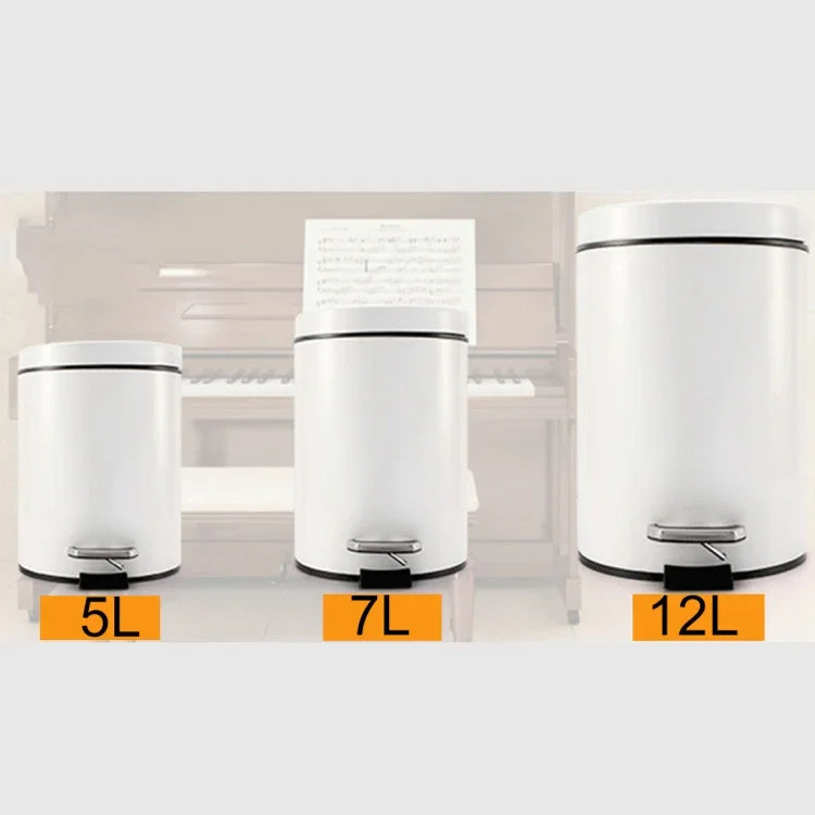 Contentor de Lixo Pedal Redondo de Aço Inoxidável para Casa, Hotel e Escritório, Tamanho: 7L