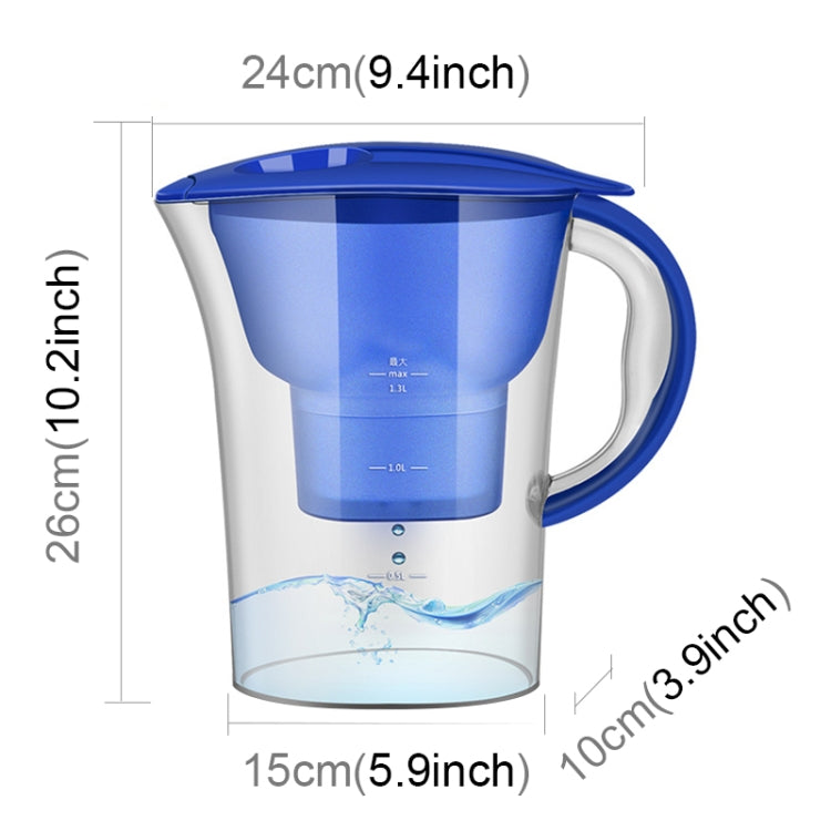 Garrafa de Água Fria com Filtro de Carvão Ativado para Cozinha Doméstica Portátil 1,3L, 1,3L (Azul)