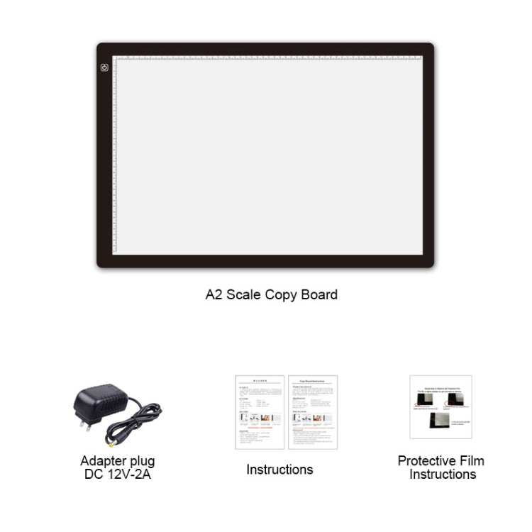 Quadro de Acrílico para Cópias com 3 Níveis de Brilho Regulável LED Tamanho A2 23W 12V para Desenho de Esboços de Anime, com Adaptador de Energia, A2 com Adaptador de Energia