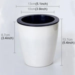 Vasos de Flores Automáticos Lazy com Absorção de Água para Plantas Hidropónicas, Design de Dupla Camada em Resina Plástica Circular, Diâmetro: 13cm, Altura: 13,7cm