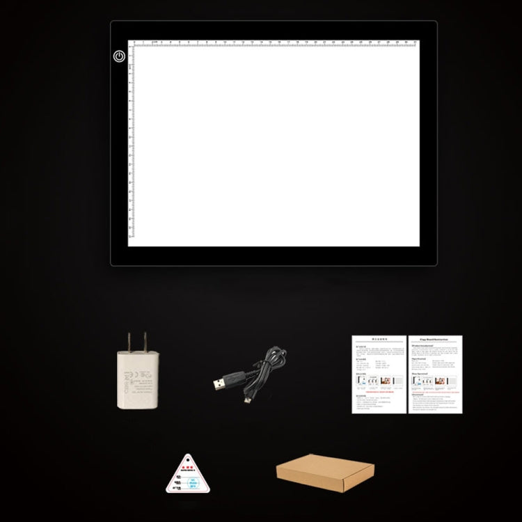 Placas de Cópia em Acrílico A4 5W 5V LED com Três Níveis de Brilho Regulável para Anime Sketch Desenho Sketchpad, com Cabo USB e Ficha, Tamanho: 240x360x5mm