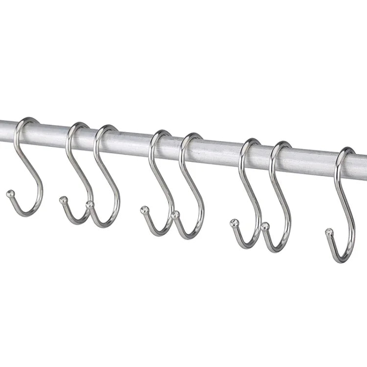 10 Ganchos em S Multifuncionais em Aço Inoxidável de 3mm, Comprimento: 7cm, 7cm