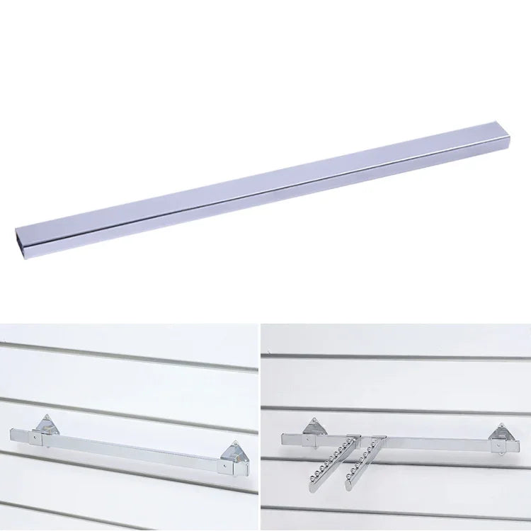 Suporte de Gancho de Barra Cruzada Quadrada Eletroplatinada para Exposição em Prateleiras de Supermercado 15x30mm, Comprimento: 1m, Gancho de Barra Cruzada