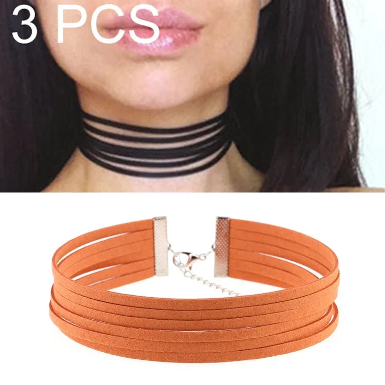 3 PCS Colar de 6 Camadas em Flanela Estilo Europeu e Americano, Entrega de Cor Aleatória, RBXL