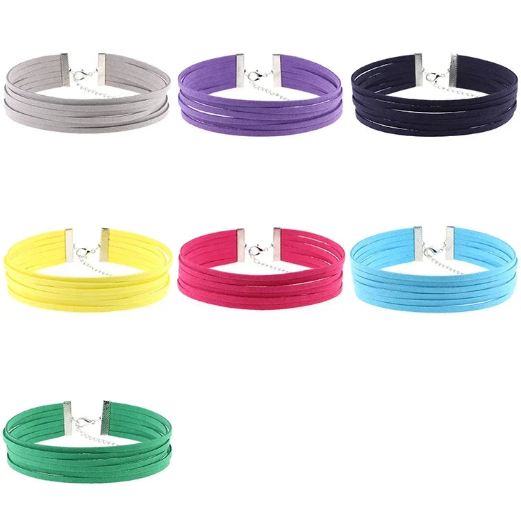 3 PCS Colar de 6 Camadas em Flanela Estilo Europeu e Americano, Entrega de Cor Aleatória, RBXL