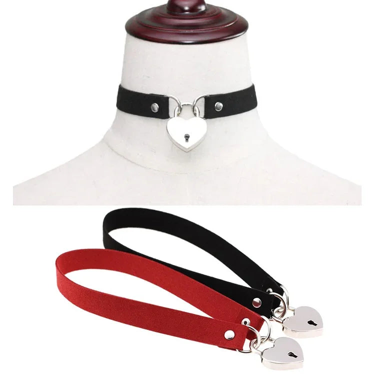 Colar de Flanela Sexy Estilo Punk Simples com Fecho de Coração, Entrega de Cor Aleatória, XSXQ