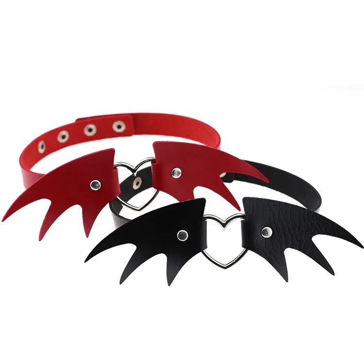 2 Colares de Couro Estilo Punk Europeu e Americano com Design de Asas de Demónio, Entrega de Cor Aleatória, CBTXXQ