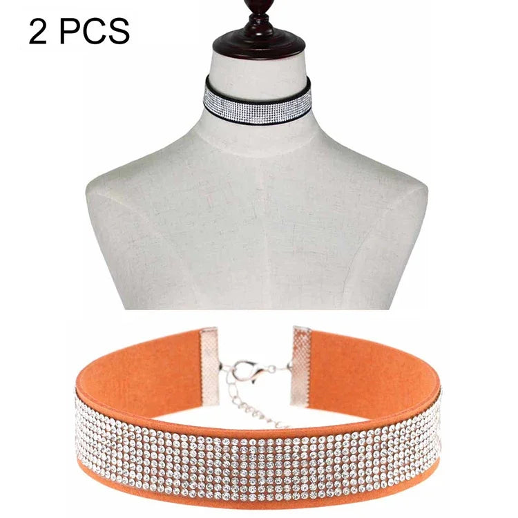2 PCS Colar de Diamantes em Flanela Estilo Popular Europeu e Americano, Entrega de Cor Aleatória, ZXQ