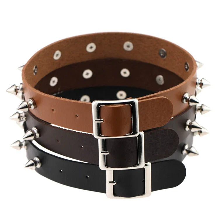 Colar de Couro com Rebites Estilo Punk para Dança de Rua Rock, Entrega de Cor Aleatória, JDXQ
