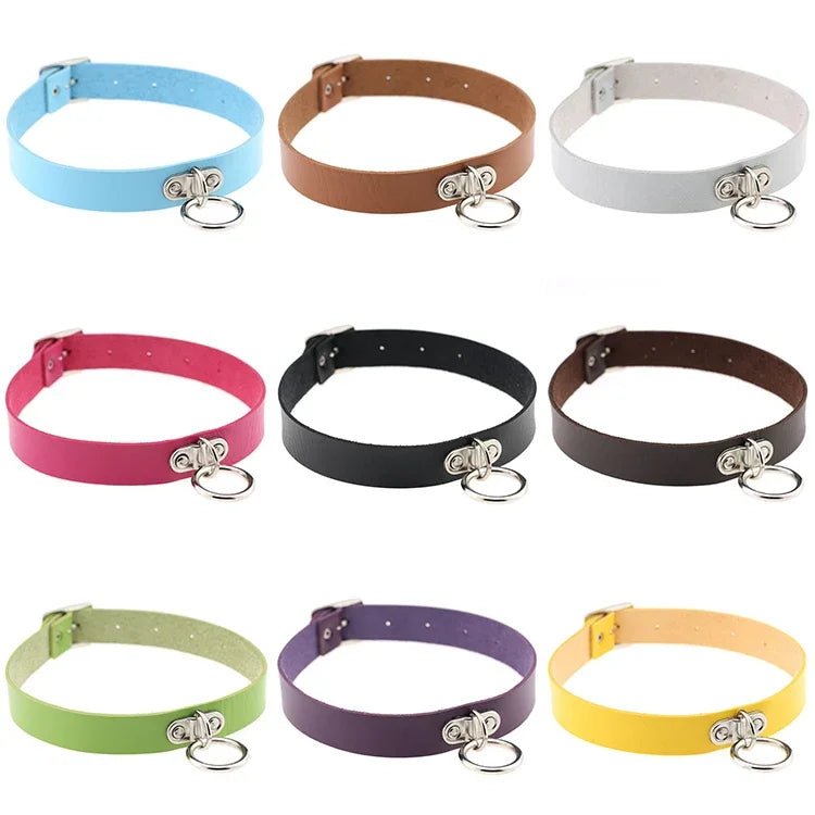 2 PCS Colar de Couro com Rebites Estilo Punk Harajuku com Fecho de Coração, Tendência da Moda, Entrega de Cor Aleatória, MDXQ