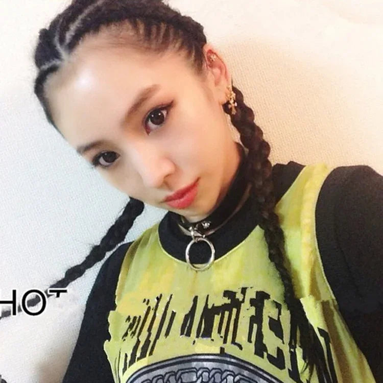 2 PCS Colar de Couro com Rebites Estilo Punk Harajuku com Fecho de Coração, Tendência da Moda, Entrega de Cor Aleatória, MDXQ