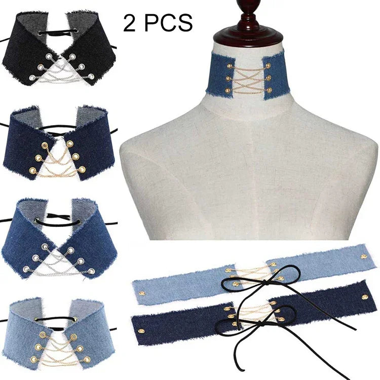 2 PCS Colar Estilo Punk Gótico Cowboy Retro Europeu e Americano com Personalidade, Entrega de Cor Aleatória, NZXL04