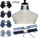 2 PCS Colar Estilo Punk Gótico Cowboy Retro Europeu e Americano com Personalidade, Entrega de Cor Aleatória, NZXL04