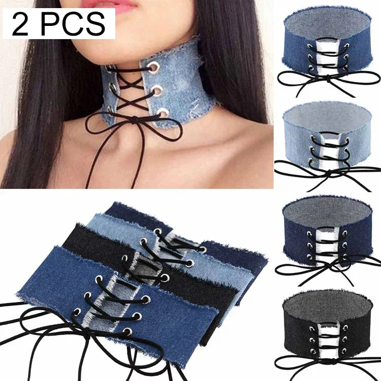 2 PCS Colar de Osso Largo Estilo Retro Europeu e Americano com Gravata Borboleta de Personalidade, Entrega de Cor Aleatória, NZXL03