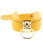 Colar Gargantilha O em Couro PU Dourado Estilo Harajuku Europeu e Americano Anel Único Largo para Rua e Discoteca, Anel Dourado
