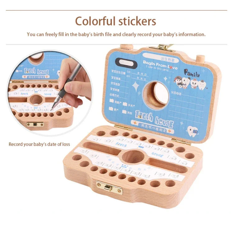 Caixa Criativa de Madeira para Crianças, Preservação de Dentes de Leite, Caixa de Armazenamento para Dentes de Bebé, HC2455A, HC2455B, HC2455C, HC2455D