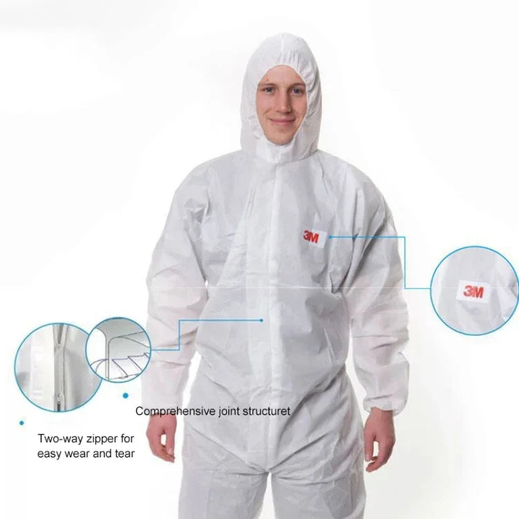 Fato de Areia Anti-estático e Anti-químico Branco 3M 4515 de Peça Única com Capuz, Tamanho: L, 3M L