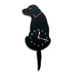 Relógio de Parede em Forma de Cão a Pilhas para Decoração de Escritório em Casa e Quarto com Cauda Oscilante, Tamanho: 42 x 18cm, Cão (Preto), Cão (Branco)
