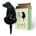 Relógio de Parede em Forma de Cão a Pilhas para Decoração de Escritório em Casa e Quarto com Cauda Oscilante, Tamanho: 42 x 18cm, Cão (Preto), Cão (Branco)