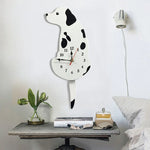 Relógio de Parede em Forma de Cão a Pilhas para Decoração de Escritório em Casa e Quarto com Cauda Oscilante, Tamanho: 42 x 18cm, Cão (Preto), Cão (Branco)