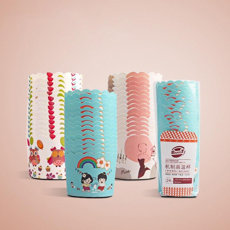 24pcs / Pacote Formas Redondas Laminadas para Bolos, Formas para Muffins, Forros para Cupcakes de Chocolate, Tamanho: 7 x 6 x 5.5cm, Entrega em Cor Aleatória, 6.8 x 5 x 3.9cm