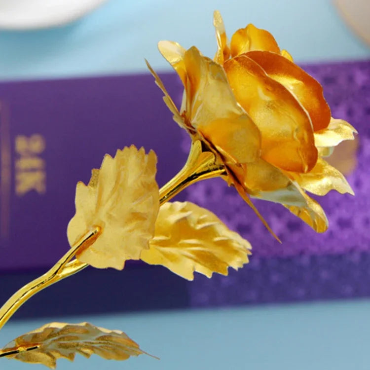 Flor Artificial Decorativa Folheada a Ouro 24K, Entrega de Cor Aleatória, Folheada a Ouro 24K