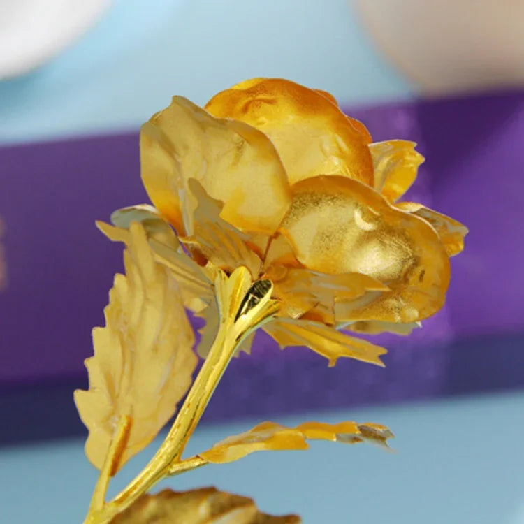Flor Artificial Decorativa Folheada a Ouro 24K, Entrega de Cor Aleatória, Folheada a Ouro 24K