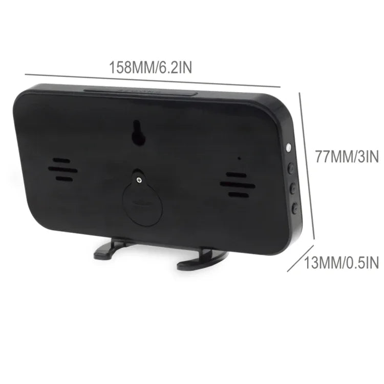 Relógio Despertador Criativo Multifuncional com Espelho, Ecrã LED Reflexivo, Função Soneca e 2 Portas USB para Carregamento