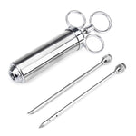 Seringa de 60ml em Aço Inoxidável com Duas Agulhas para Condimentos, Injetor de Carne de Peru, Ferramentas de Cozinha, Injetor de Marinada em Aço Inoxidável