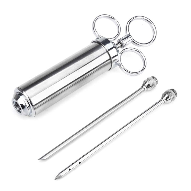 Seringa de 60ml em Aço Inoxidável com Duas Agulhas para Condimentos, Injetor de Carne de Peru, Ferramentas de Cozinha, Injetor de Marinada em Aço Inoxidável
