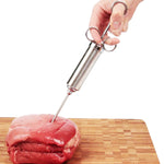 Seringa de 60ml em Aço Inoxidável com Duas Agulhas para Condimentos, Injetor de Carne de Peru, Ferramentas de Cozinha, Injetor de Marinada em Aço Inoxidável