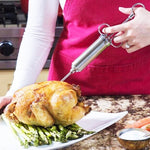 Seringa de 60ml em Aço Inoxidável com Duas Agulhas para Condimentos, Injetor de Carne de Peru, Ferramentas de Cozinha, Injetor de Marinada em Aço Inoxidável