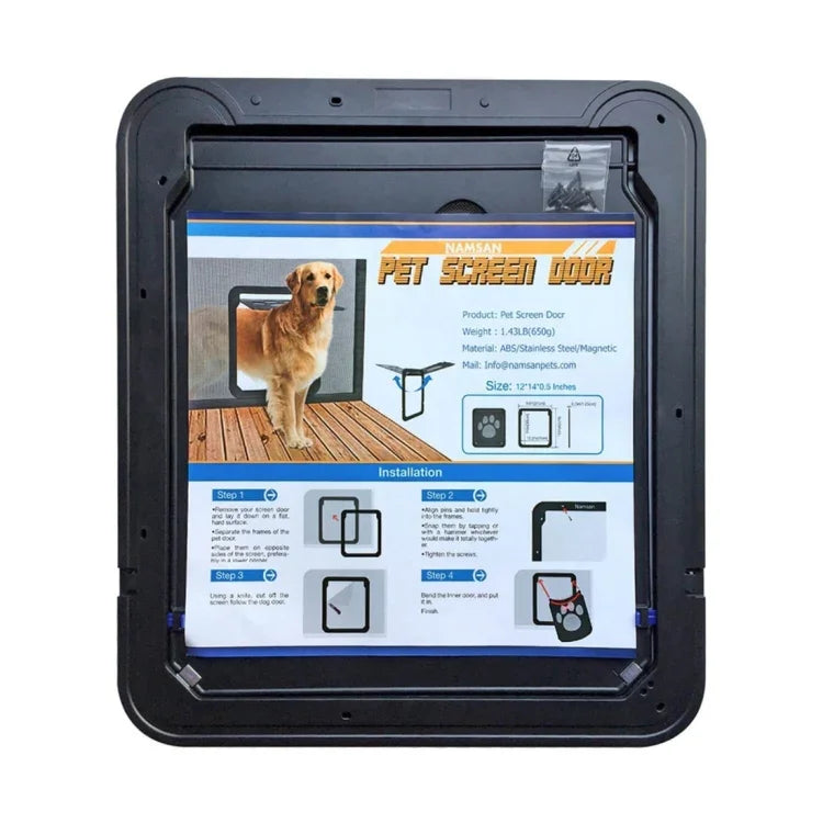 Porta de Segurança para Animais com Padrão de Pegada, Fecho Automático / Trancável, Janela com Aba para Gatos, Porta de Tela para Animais, Tamanho: 42x37cm, 42x37cm