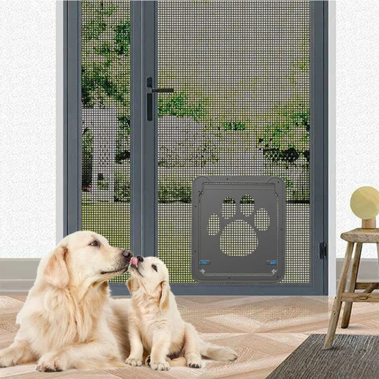 Porta de Segurança para Animais com Padrão de Pegada, Fecho Automático / Trancável, Janela com Aba para Gatos, Porta de Tela para Animais, Tamanho: 42x37cm, 42x37cm