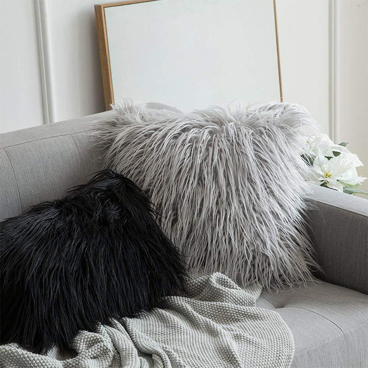 Capa de Almofada de Veludo Longo e Peludo Popular Capa Quadrada para Decoração de Quarto e Cama, Tamanho: 45 x 45cm