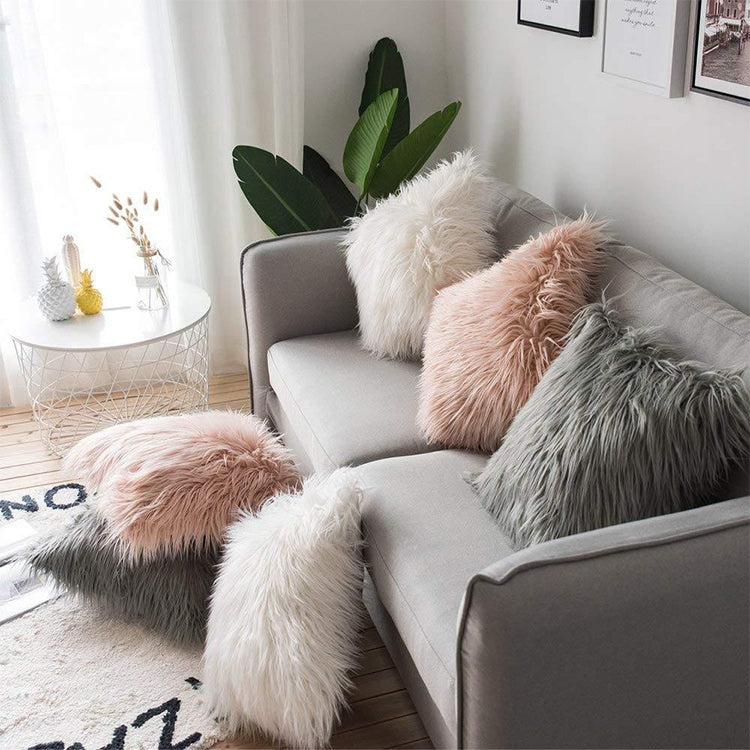 Capa de Almofada de Veludo Longo e Peludo Popular Capa Quadrada para Decoração de Quarto e Cama, Tamanho: 45 x 45cm