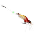 Iscas Artificiais Luminosas em Forma de Camarão para Pesca com Anzol, Comprimento: 7cm, Amarelo Vermelho